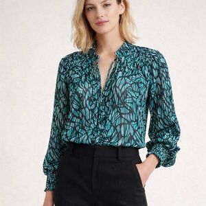 Suncoo Paris Blouse Lucie Top Smocked Detail Size T1 Small